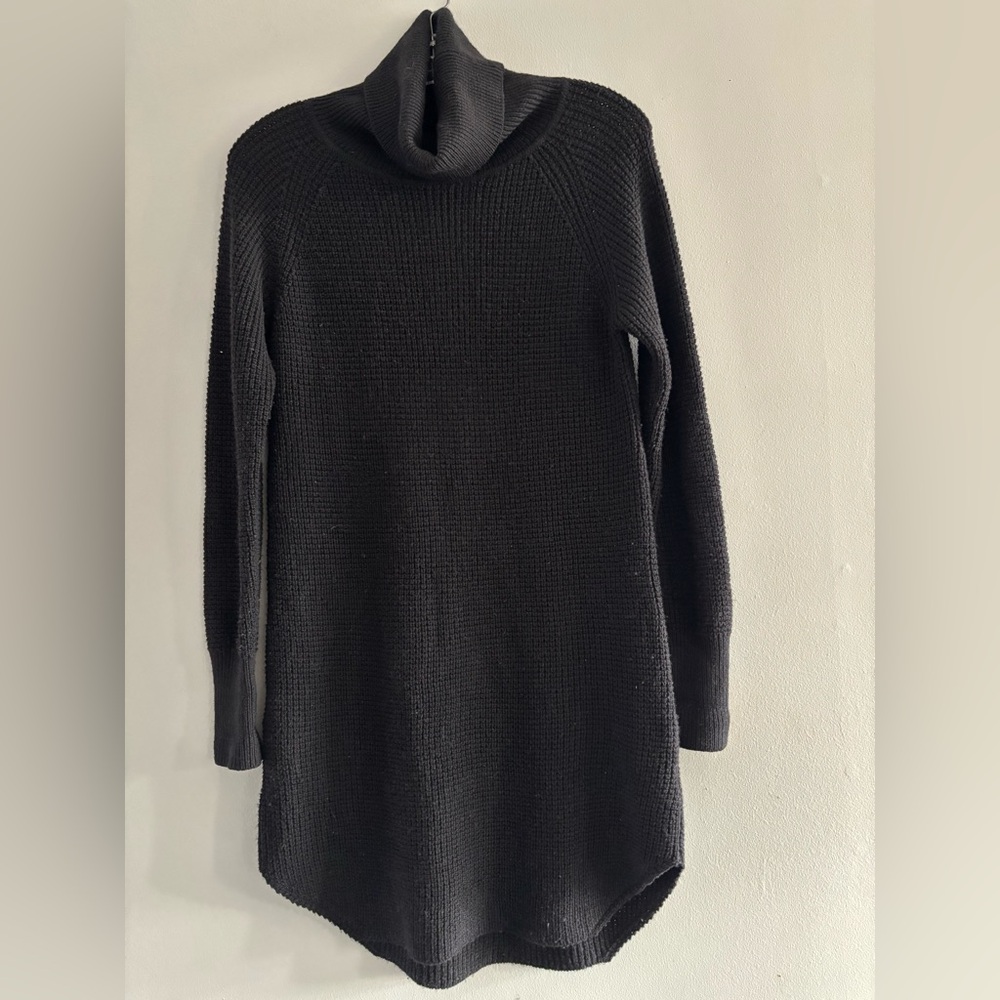 Aritzia Wilfred Free 100% Merino Wool Black Bianca Sweater Dress XXS Oversized